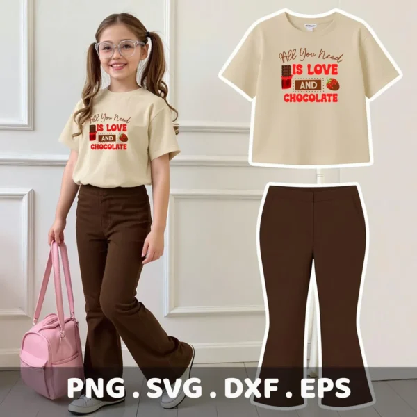 Chocolate Valentine Cricut design for a girl's t-shirt decal.