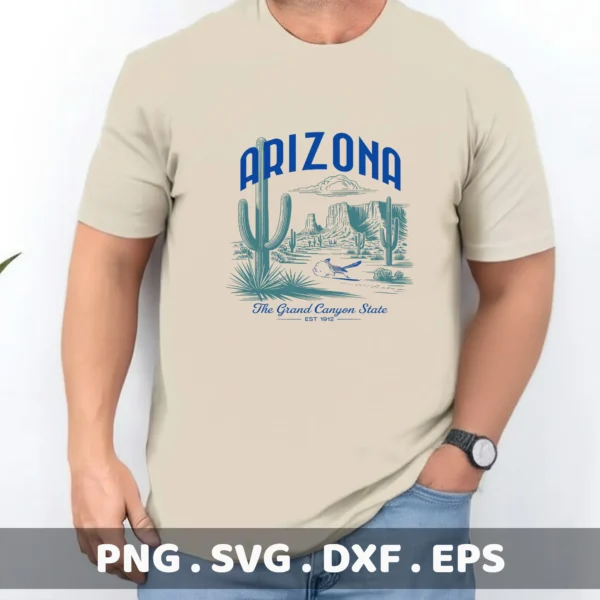 Arizona Roadrunner Cricut file for a desert landscape vinyl decal or screen print t-shirt design.