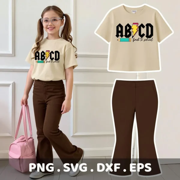 Back To School Cricut alphabet SVG for a rock and roll themed teacher gift shirt vinyl cut.