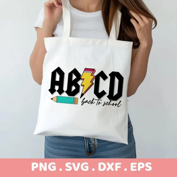 Back To School Cricut alphabet SVG design for a teacher gift tote bag decal.