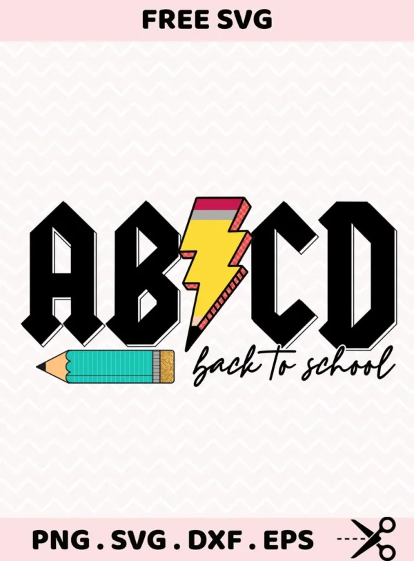 Back To School Cricut design: Rock and roll alphabet SVG for teacher gifts, shown as a cutting machine file.