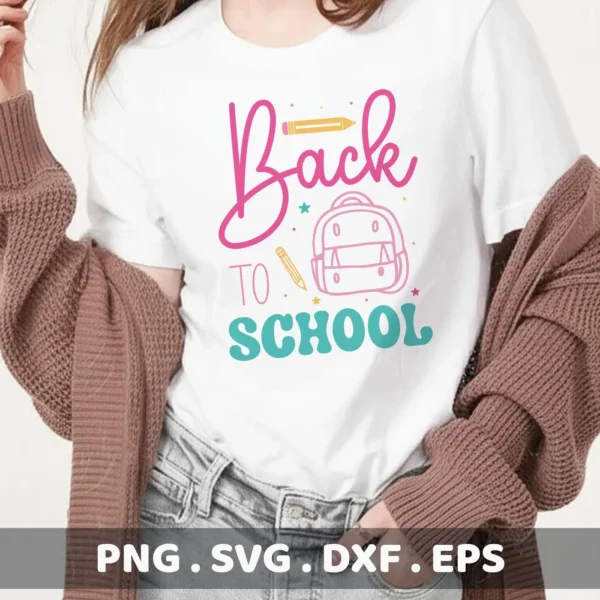 Back To School" Cricut design for a teacher appreciation gift t-shirt.