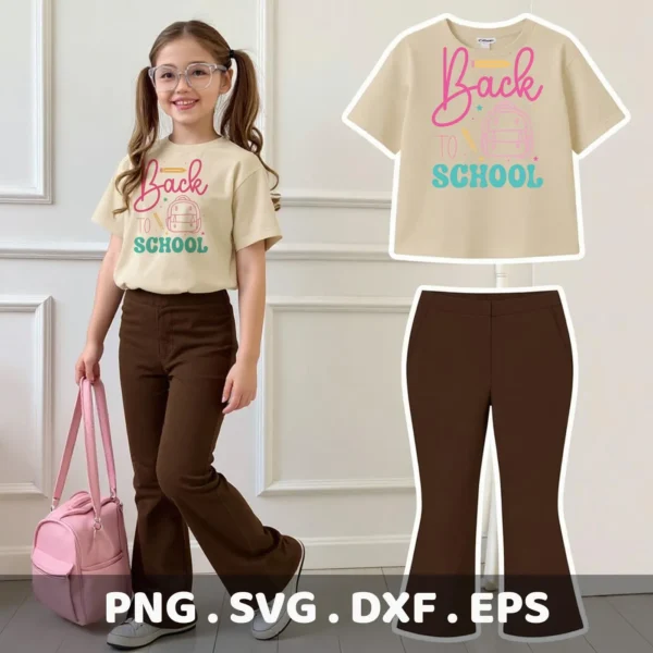 Back To School" graphic as a Cricut cut file for a teacher appreciation t-shirt.