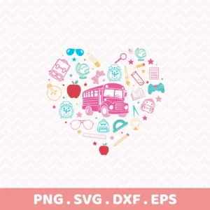 School heart Cricut design for teacher appreciation gift as a vinyl decal.