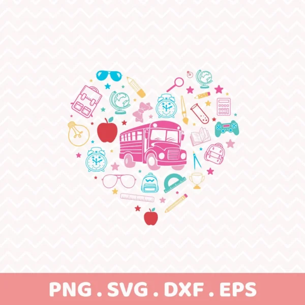 School heart Cricut design for teacher appreciation gift as a vinyl decal.