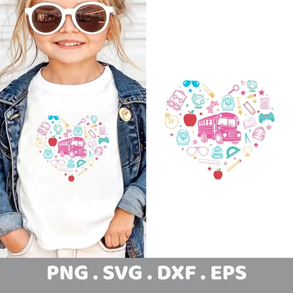 School heart Cricut design for a teacher appreciation gift shirt decal.