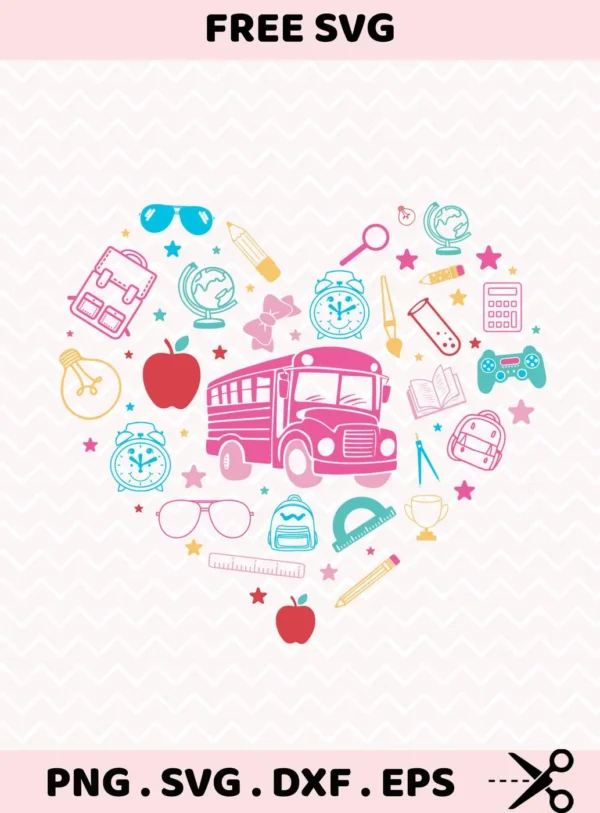 School heart Cricut design for teacher appreciation gift cutting project.
