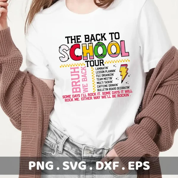 Back To School Cricut" design for a teacher appreciation gift t-shirt vinyl cut file.