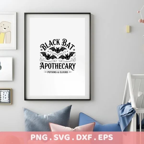 Halloween bat apothecary design for Cricut cutting machines and other digital cutting/printing applications.