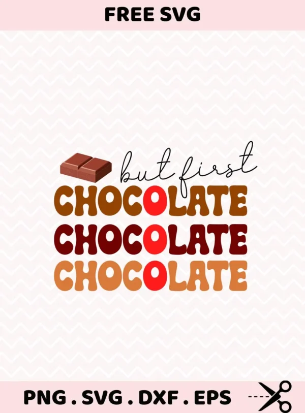 But First Chocolate" quote as a Chocolate Lover Cricut Design for a vinyl decal.