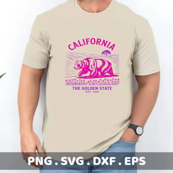 California Bear Cricut design for a t-shirt screen print project.