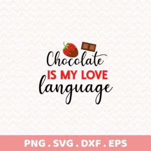 Chocolate language Cricut design for a funny foodie quote vinyl decal.