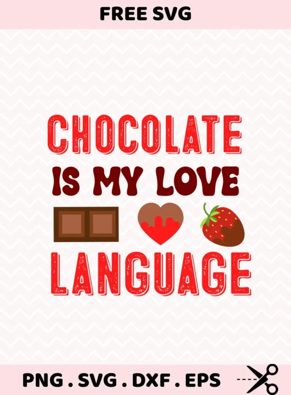 Chocolate language Cricut design for a Valentine's Day card cutting template.
