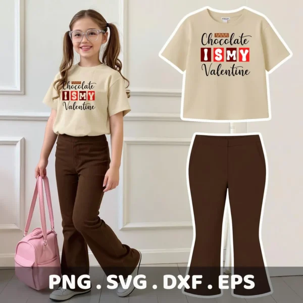 Chocolate Valentine Cricut design for a child's t-shirt vinyl decal.