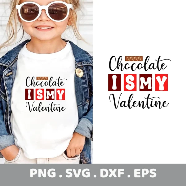 Chocolate Valentine Cricut Design for a child's shirt decal, shown as a cut file.