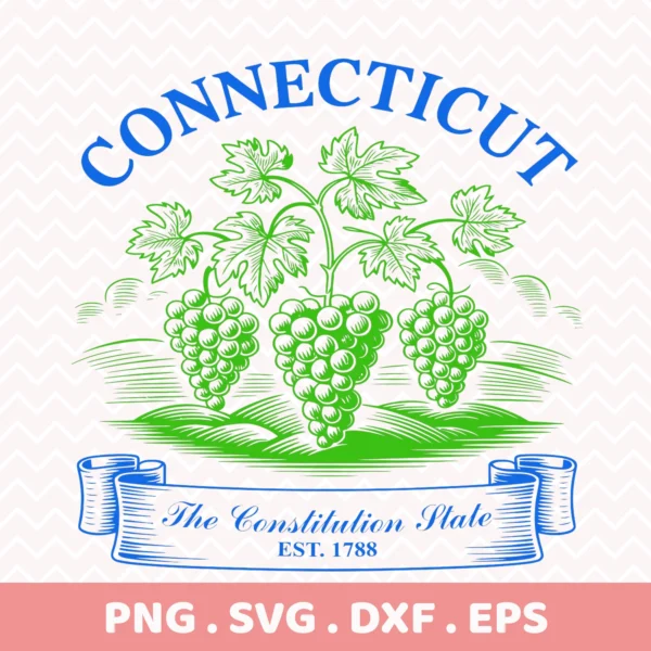 Vintage Connecticut Wine Cricut Design for cutting machines, grape vine graphic for decals.