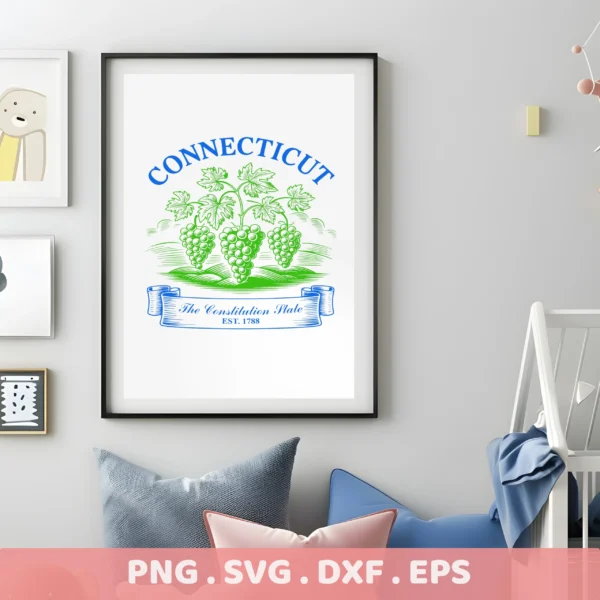 Connecticut Wine Cricut Design: Vintage grape vine SVG for cutting machine projects.