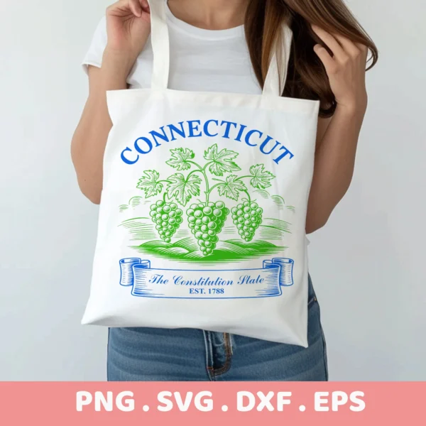 Connecticut Wine Cricut Design for a tote bag vinyl decal.