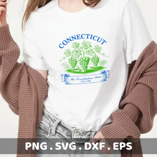 Connecticut wine Cricut design for a custom t-shirt screen print.