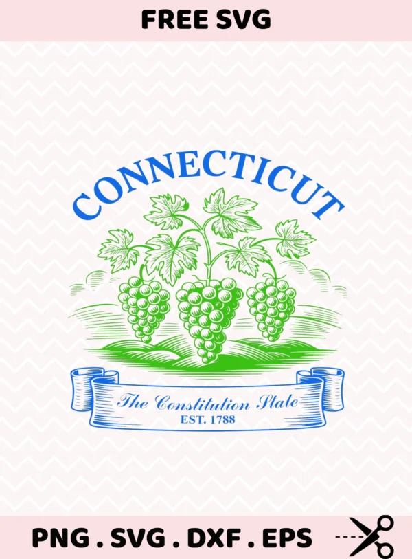 Connecticut Wine Cricut Design for cutting machines, vintage grape vine graphic.