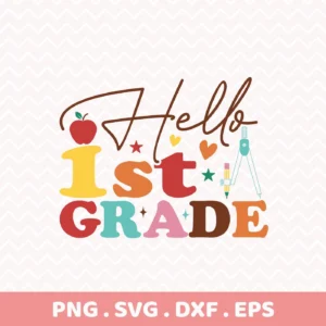 Retro First Grade SVG for a Cricut vinyl decal on a teacher appreciation gift.