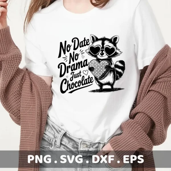 Cute raccoon chocolate SVG design for cutting and screen printing.