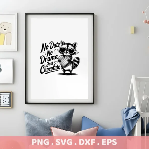 Cute raccoon chocolate SVG design for cutting and screen printing.