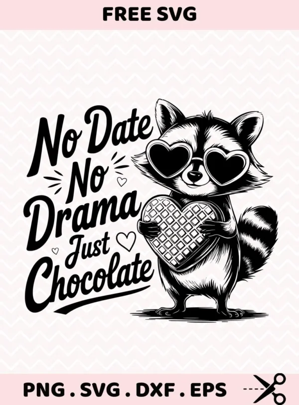 Cute raccoon with chocolate SVG design for cutting.