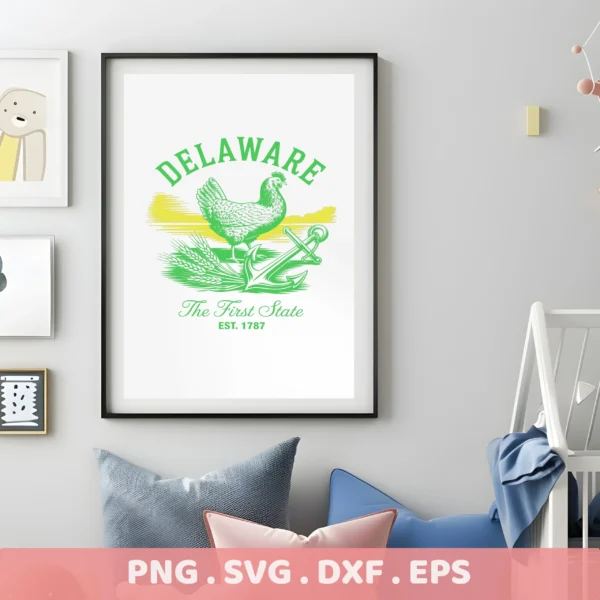 Delaware Chicken Cricut Design for vinyl decal cutting, serigraphy stencil, or laser cut wood craft.