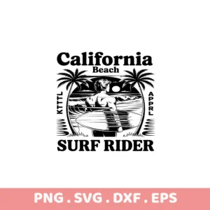 California Surf Rider SVG Cut File. Cricut, Silhouette, Laser Cutter design.