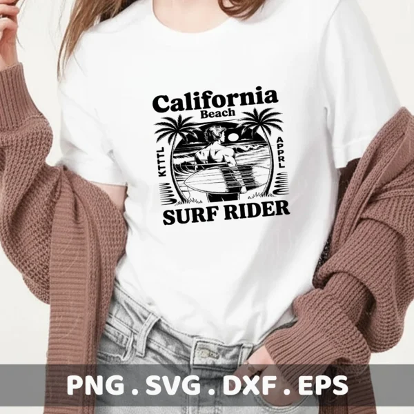 Surf Rider SVG Cut File for Cricut, Silhouette, Laser Cutters.
