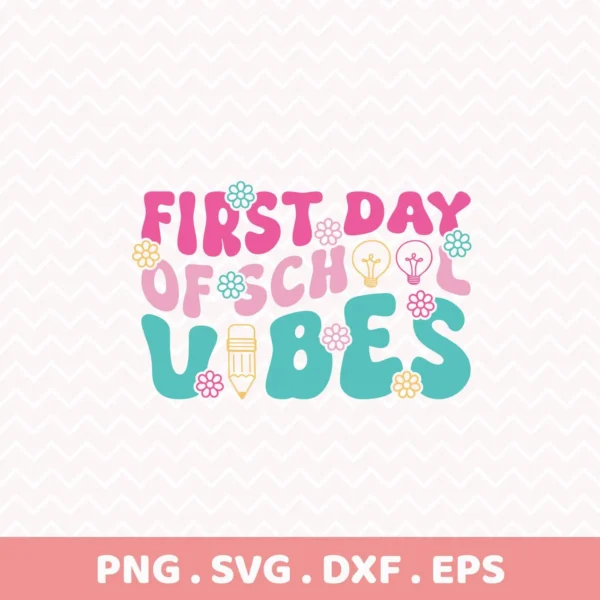 Retro School Vibes Cricut design for a back to school t-shirt vinyl cut file.