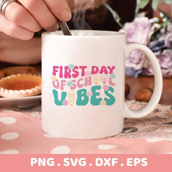Retro School Vibes Cricut design for a coffee mug decal.