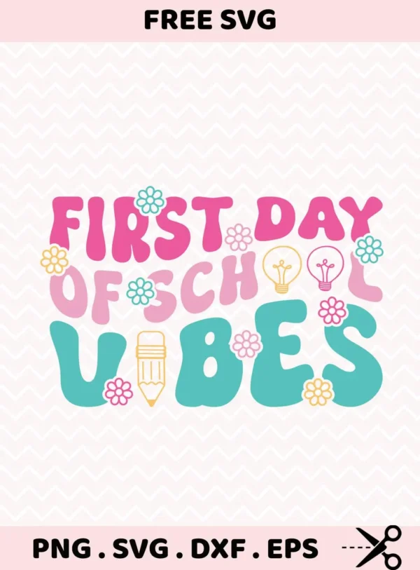 Retro School Vibes Cricut design for a back to school t-shirt vinyl cut file.