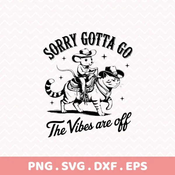 Cowboy cat mouse SVG design for cutting and screen printing.