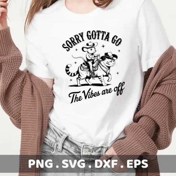 Cowboy cat mouse SVG design for cutting and screen printing.