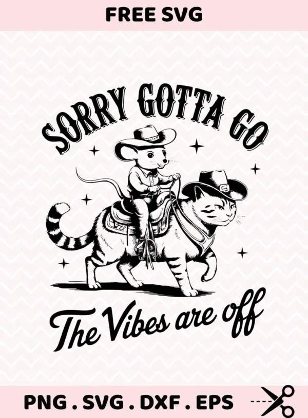Cowboy cat mouse SVG design for cutting and screen printing.