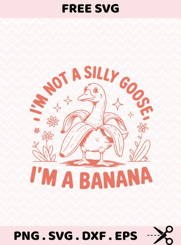 Banana Goose Cricut file for t-shirt screen print design; funny animal pun SVG for crafters.