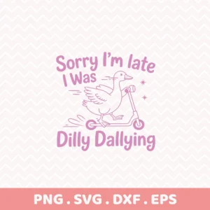 Dilly Dallying Cricut file of a duck on a scooter for vinyl cutting.