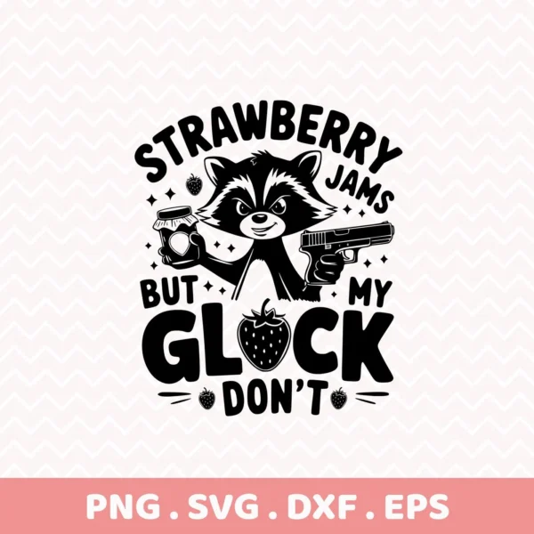 Funny raccoon with Glock SVG cut file design.