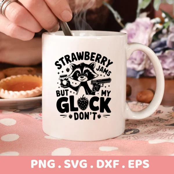 Funny raccoon with Glock SVG design for Cricut & Silhouette cutting.