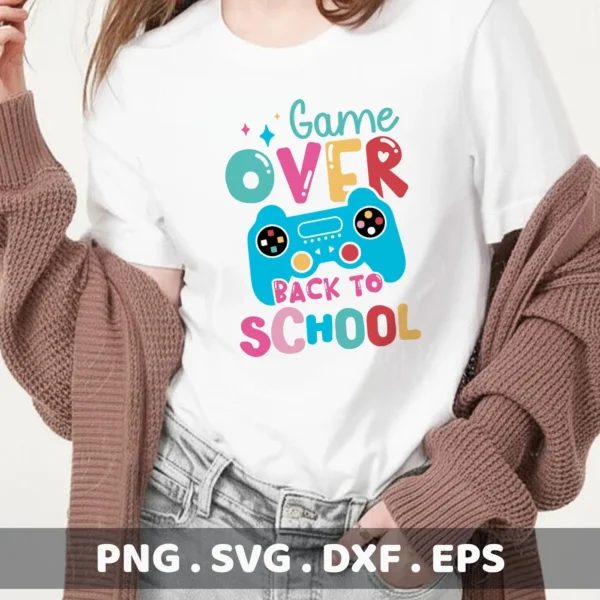 Game Over Back To School SVG | Gamer Student Design | Cricut Silhouette Cut File - Image 2
