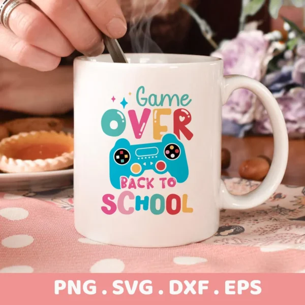 Game Over Back To School SVG | Gamer Student Design | Cricut Silhouette Cut File - Image 3