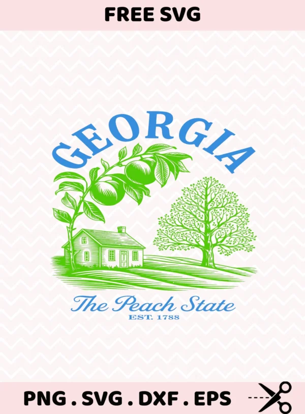 Vintage Georgia Peach Cricut design for vinyl cutting car decals and state pride crafts.