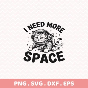 Grumpy cat astronaut SVG Cricut file for t-shirt screen printing.