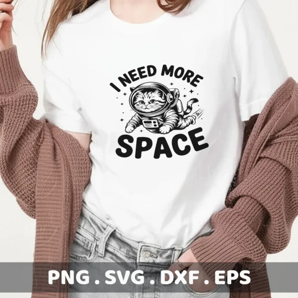 Grumpy cat astronaut SVG Cricut file for t-shirt screen printing.