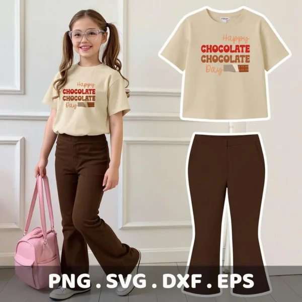 Chocolate Day Cricut design for a child's t-shirt vinyl decal.
