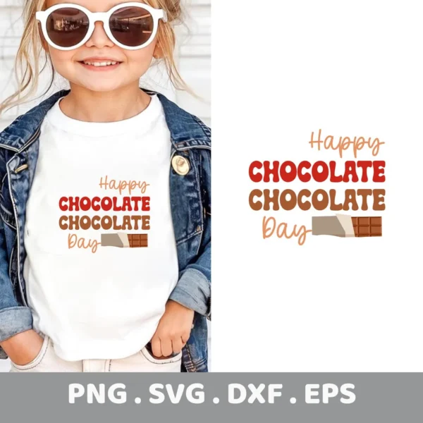 Happy Chocolate Day Cricut design for a child's t-shirt vinyl decal.