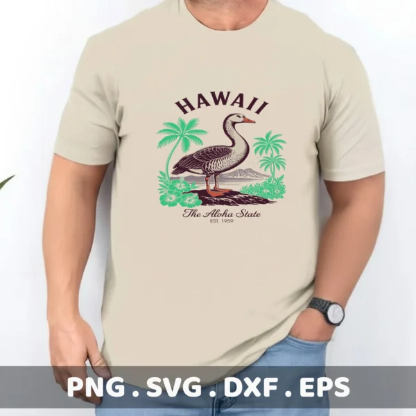 Hawaii Nene Goose Cricut file for vinyl cutting a retro Aloha State t-shirt design.