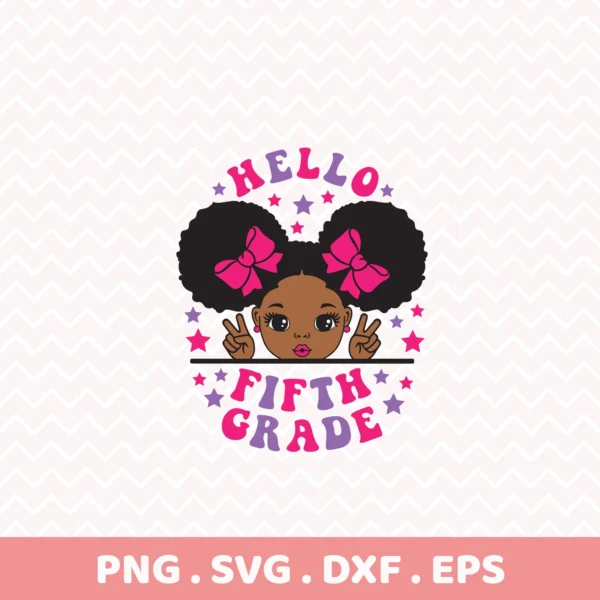 Cute Fifth Grade Cricut Design for a back-to-school t-shirt vinyl cut.